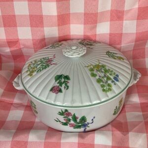 Vintage Shafford Herb Bouquet 2 Quart Oven To Table Round Casserole & Lid